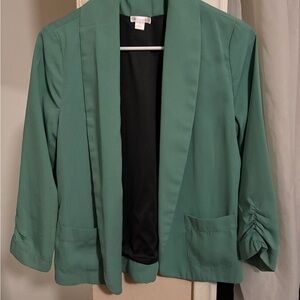 Xhilaration Green Open Front Blazer